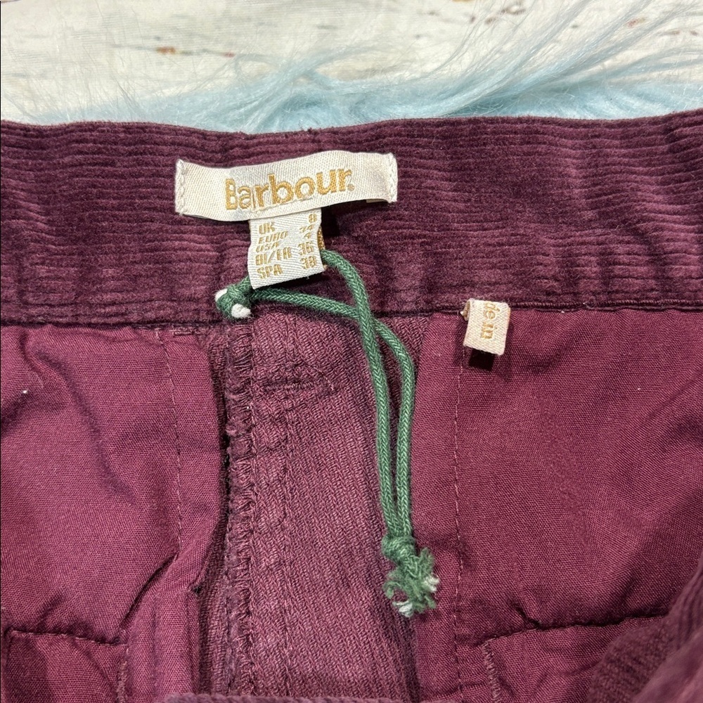 NWOT Barbour Plum Corduroy Essential Card Chino High Rise Pants - Picture 2 of 9